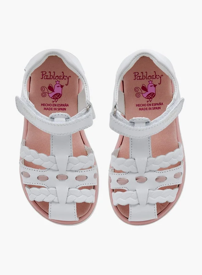 بابلوسكي صنادل بناتي مضفرة بإغلاق فيلكرو