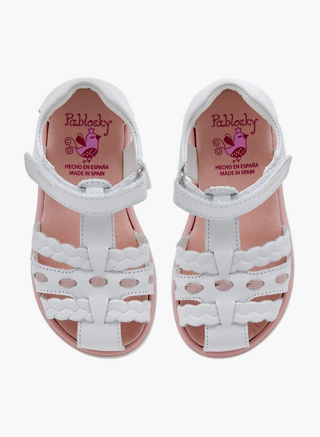 Pablosky Girls' Braided Sandals with Hook and Loop Closure - Image 2