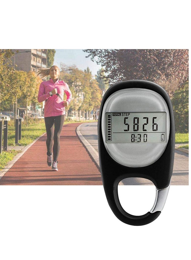 3D Pedometer Clip On Walking Step Counter for Men Women Kids Track Steps and Miles Km Calories Burned Activity Time 7 Days Memory Black - Image 5