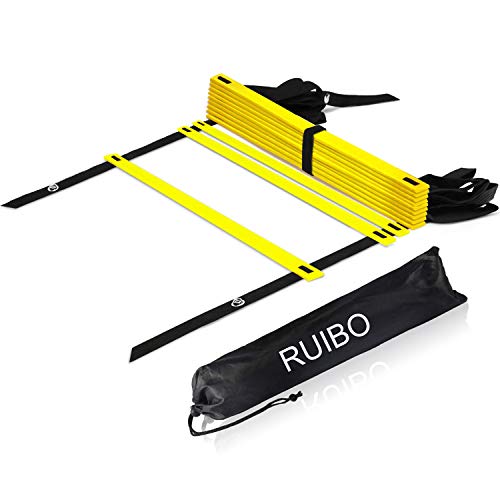 Ruibo سلم الرشاقة - معدات تدريب السرعة/سلالم السرعة لكرة القدم، كرة القدم الأمريكية والرياضات الأخرى - طول 20 قدم مع 12 درجة قابلة للتعديل - Image 1