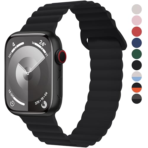 Fullmosa Magnetic Band Compatible with Apple Watch Strap 49mm 46mm 45mm 44mm 42mm(Series 3 2 1), Sport Bands for iWatch Ultra 3/2/1 SE3/SE2/SE Series 11 10 9 8 7 6 5 4 3 2 1,Black [Watch NOT Included] - Image 1
