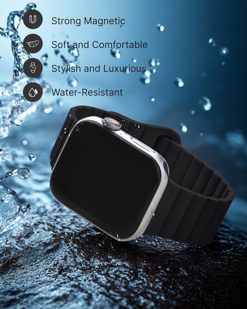 Fullmosa Magnetic Band Compatible with Apple Watch Strap 49mm 46mm 45mm 44mm 42mm(Series 3 2 1), Sport Bands for iWatch Ultra 3/2/1 SE3/SE2/SE Series 11 10 9 8 7 6 5 4 3 2 1,Black [Watch NOT Included] - Image 4