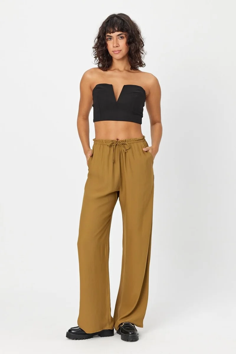 الكسندر جاردي Alexandergardi Crepe Fabric Rope-Tie Palazzo Trousers (B24-00231)
