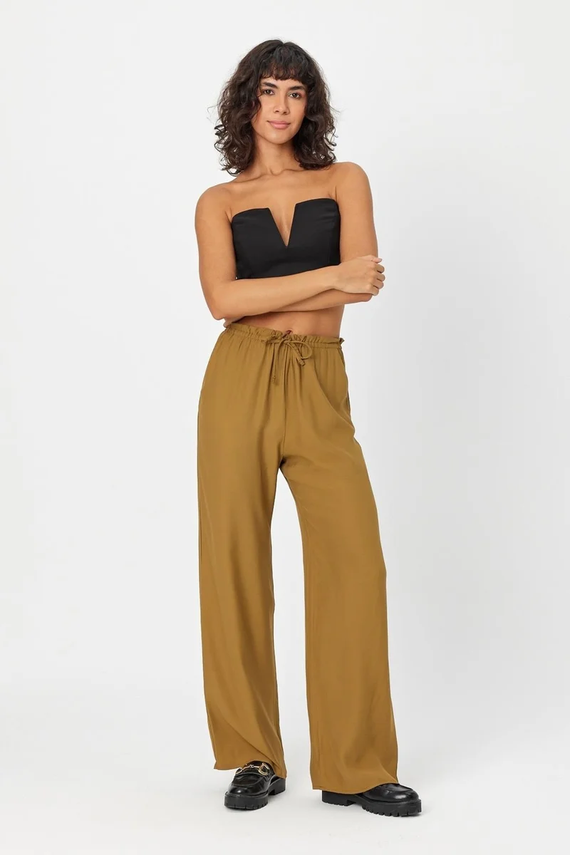 الكسندر جاردي Alexandergardi Crepe Fabric Rope-Tie Palazzo Trousers (B24-00231)