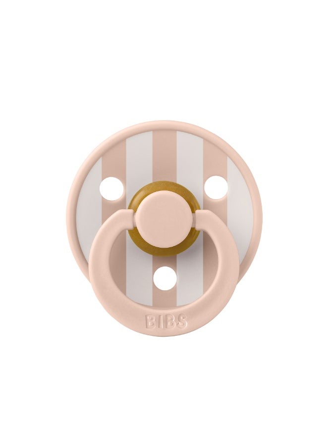 BIBS BIBS Pacifier Studio Colour Block | Round Nipple Baby Pacifier | BPA Free Natural Rubber Latex Soother | Made in Denmark | Size 1 (0-6 months) Blush/Ivory - Flow Pack  - Image 1