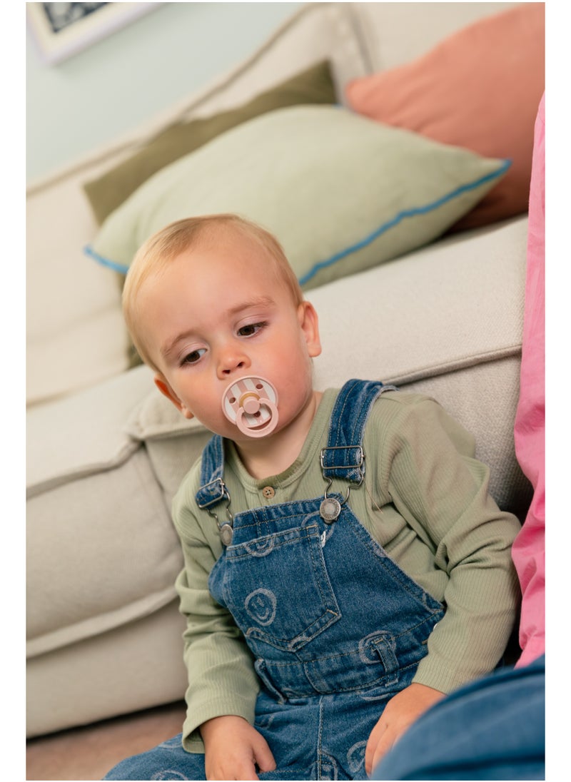 BIBS BIBS Pacifier Studio Colour Block | Round Nipple Baby Pacifier | BPA Free Natural Rubber Latex Soother | Made in Denmark | Size 1 (0-6 months) Blush/Ivory - Flow Pack  - Image 3