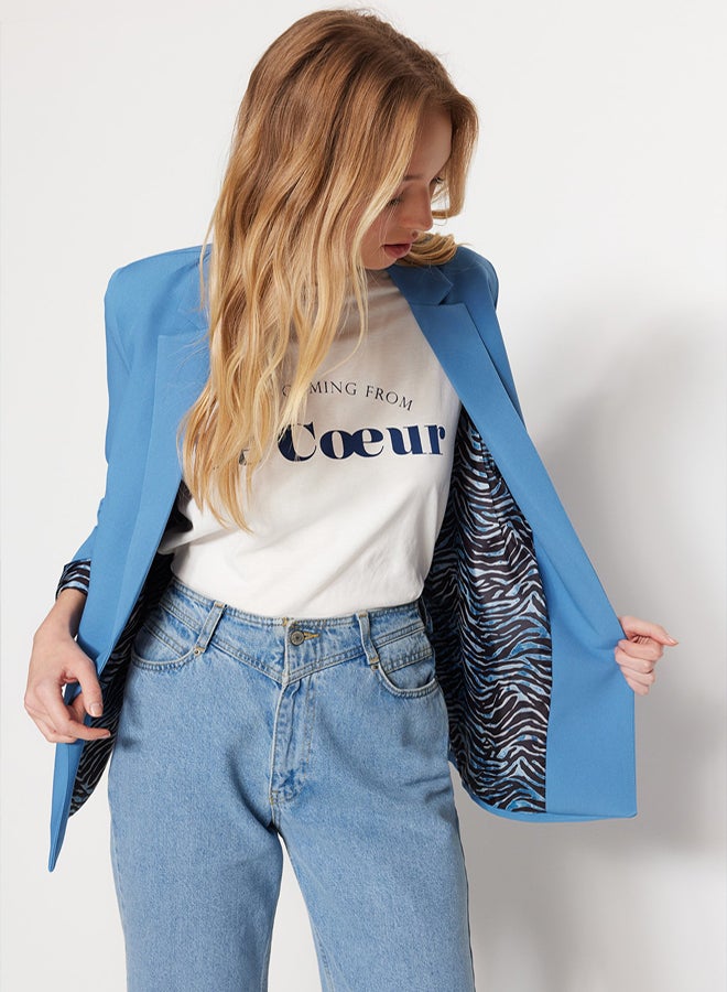 trendyol Dark Blue Regular Lining Detailed Woven Blazer Jacket - Image 1