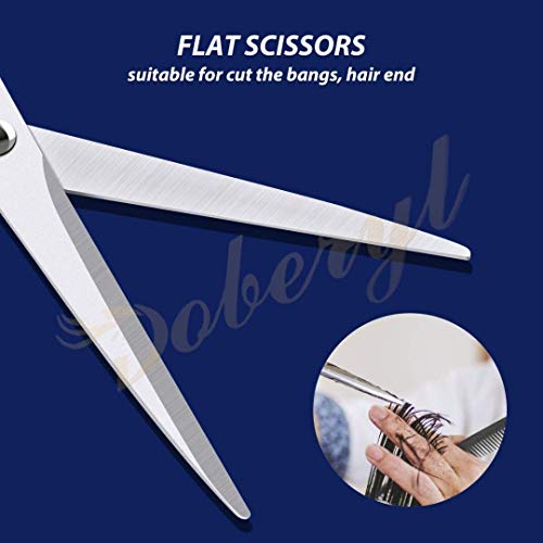 Doberyl® Sharp 6.5 inches Professional Hair Cutting Scissors Set, Black Stainless Steel Barber Shears + Thinning/Texture Hairdressing Shears, Hair Cutting Kit for Kids Men Women (Set of 2) - Image 2