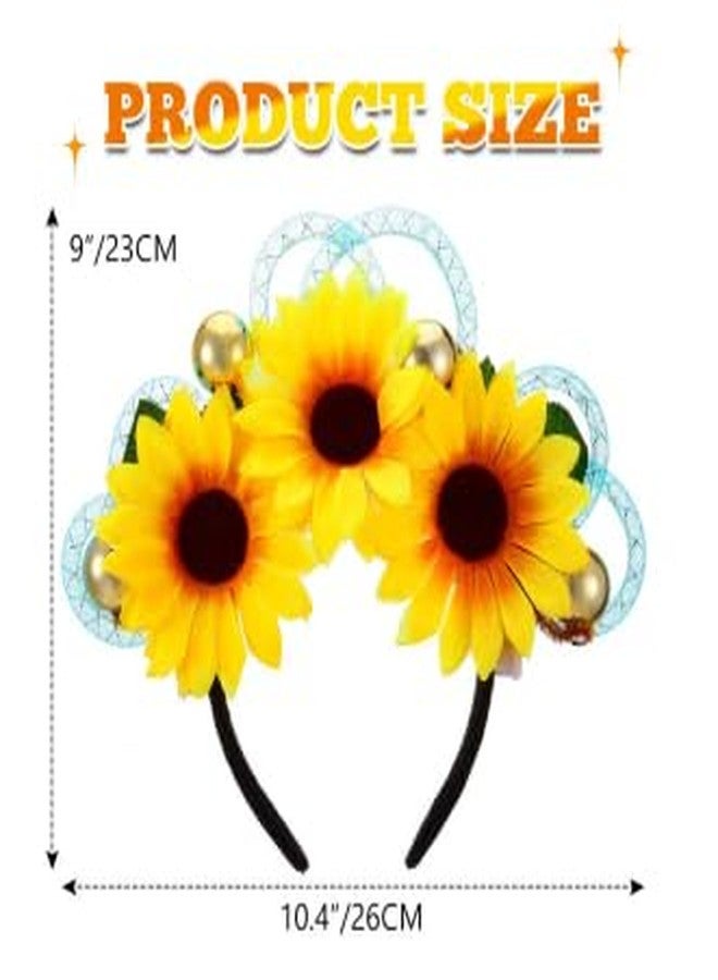 JEAIRTS Light Up Sunflower Headband Glow LED Flower Crown Boho Festival Hair Accessories for Women - Image 4