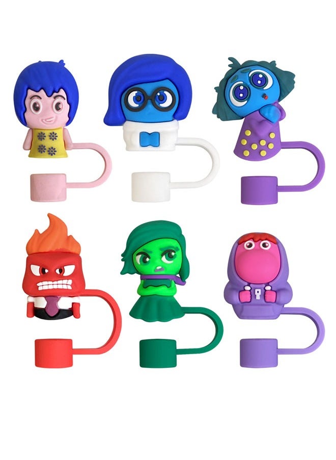 ZVEV 6pcs Cartoon Inside Out Straw Cover Cap, Silicone Straw Cover Cap for Stanley Cup Compatible with 30 and 40 Oz Tumbler Handles 10mm 0.4in Dust Proof Reusable Straw Tips Lids  - Image 2