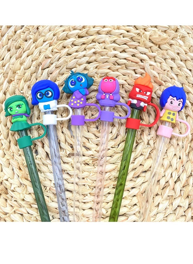 ZVEV 6pcs Cartoon Inside Out Straw Cover Cap, Silicone Straw Cover Cap for Stanley Cup Compatible with 30 and 40 Oz Tumbler Handles 10mm 0.4in Dust Proof Reusable Straw Tips Lids  - Image 4