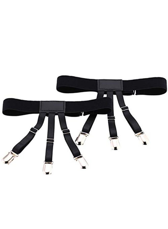 Mens Shirt Stays Upgrade Adjustable Elastic Garter Military Shirts Holder with Non-slip Locking Clamps - Image 4