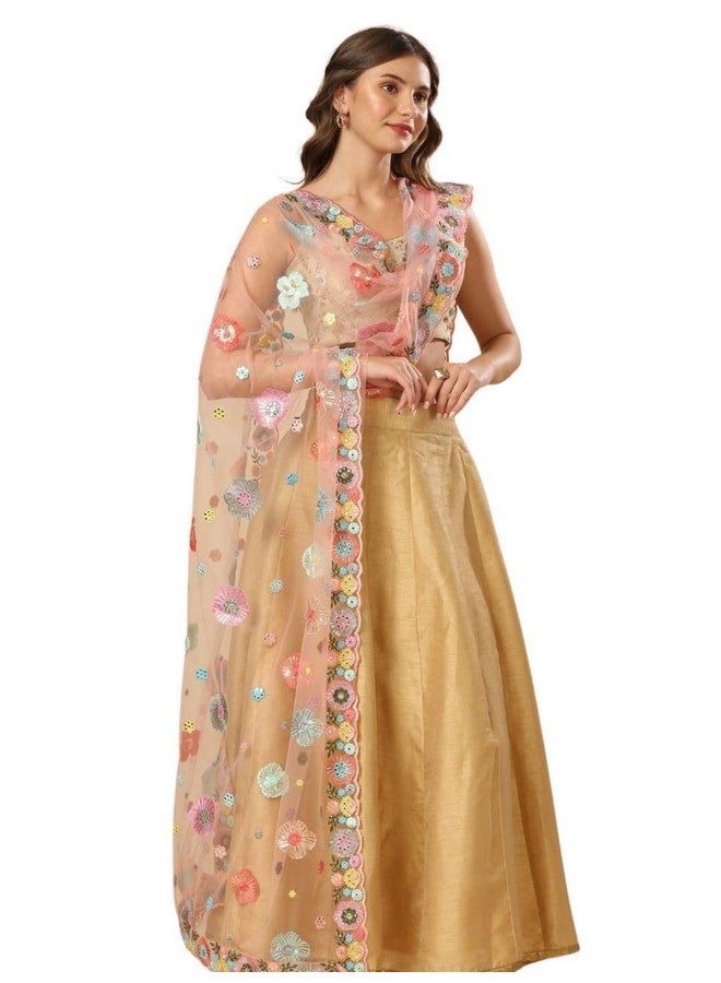 DUPATTA BAZAAR DUPATTA BAZAAR Women's Net Dupatta with Multicolour Embroidery and Sequins Work - Image 5