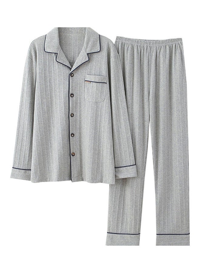 NIBEMINENT 2-Piece Striped Pyjama Set Grey/Black - Image 1