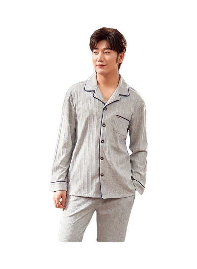 NIBEMINENT 2-Piece Striped Pyjama Set Grey/Black - Image 2