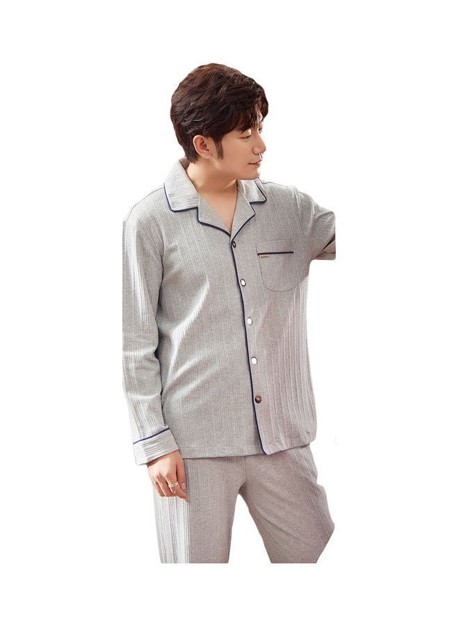 NIBEMINENT 2-Piece Striped Pyjama Set Grey/Black - Image 3