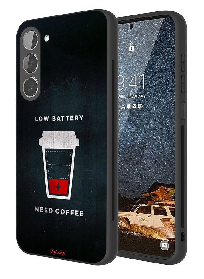 Tolwak Samsung Galaxy S23 Plus 5G Protective Case Cover Low Battery Need Coffee - Image 1