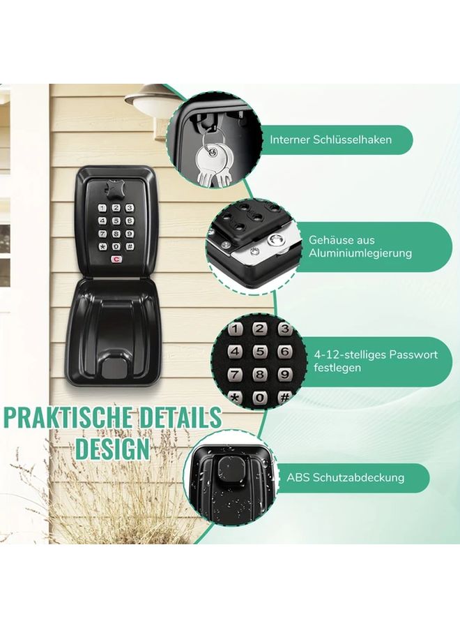 For Everyone Wall Mounted Key Lock Box With Combination Padlock Zinc Alloy Weatherproof Outdoor Key Storage Box With Screw Driver And Key Tags Secure 4 Digit Code Locking Mechanism Uncharged Non Wireless - Image 3