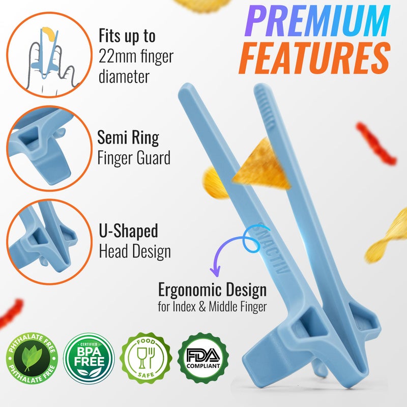 SNACTIV LITE Finger Chopsticks for Gamers 4PC Bundle - As Seen on Shark Tank! The Official Snacking Tool of the Future - Enjoy Snacks and Chips with Ease - Innovative Gaming Snacking Solution - Image 4