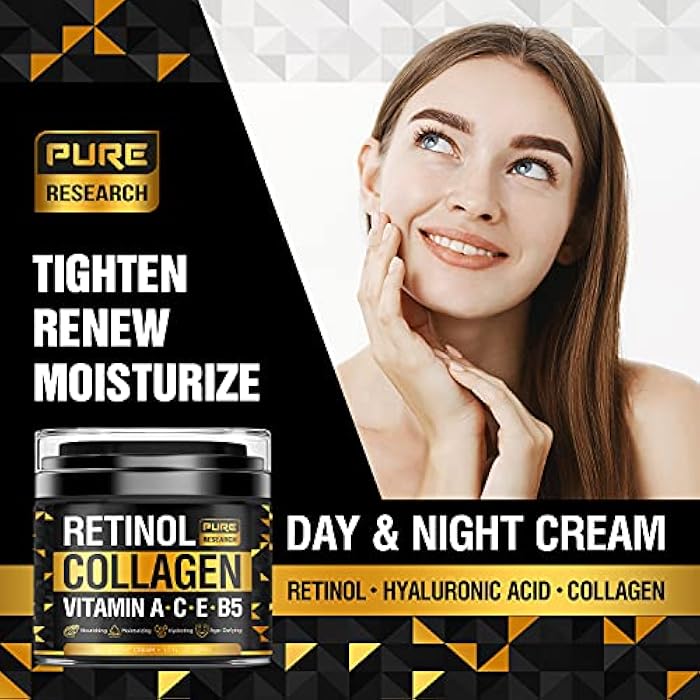 PURE RESEARCH Retinol Face Cream – Natural Anti-Wrinkle Cream – Anti-Aging Facial Moisturizer with Collagen & Hyaluronic Acid - Hydrate, Renew and Protect Your Skin 1.7oz - Image 5