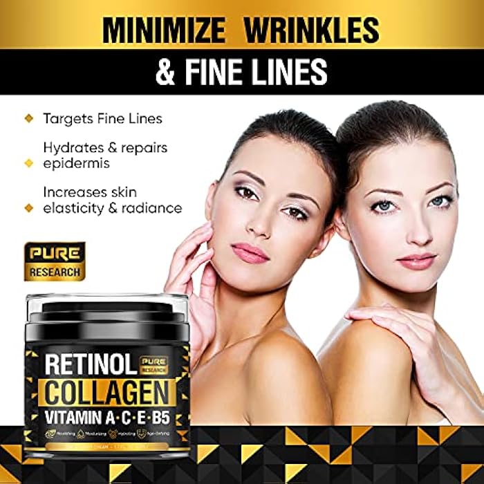 PURE RESEARCH Retinol Face Cream – Natural Anti-Wrinkle Cream – Anti-Aging Facial Moisturizer with Collagen & Hyaluronic Acid - Hydrate, Renew and Protect Your Skin 1.7oz - Image 2