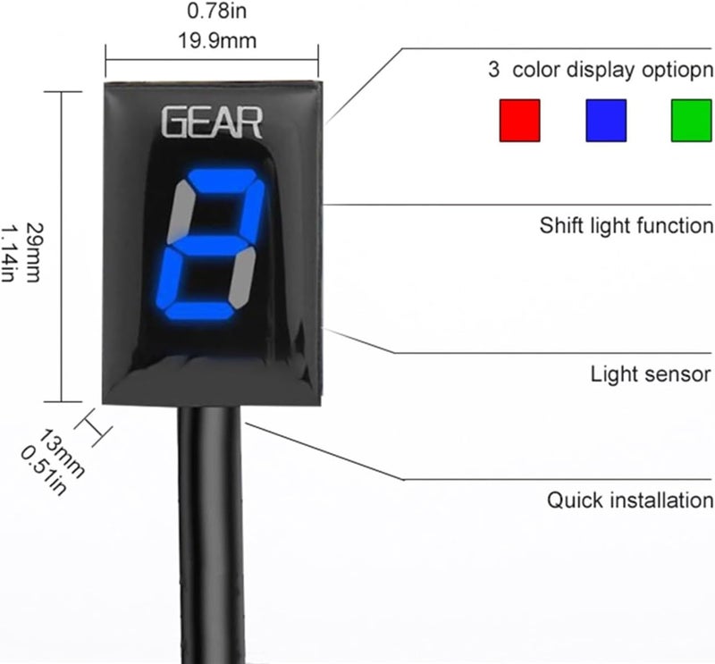 DEMULAX Motorcycle Gear Display Indicator - Blue Bracket - Image 2