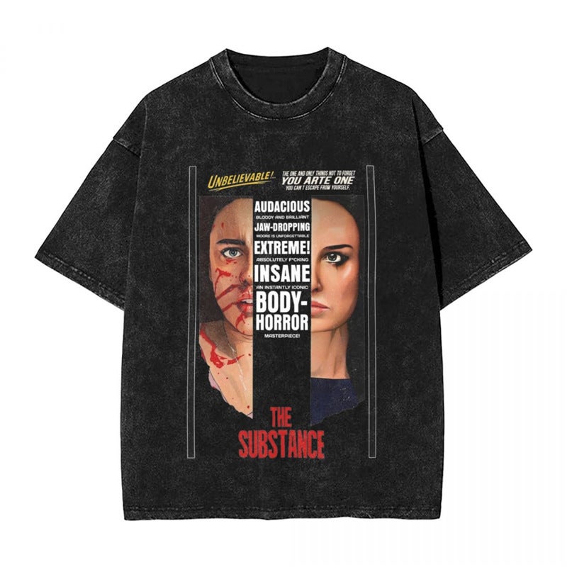Men T Shirt The Substance Horror Movie Washed T Shirts - Image 1