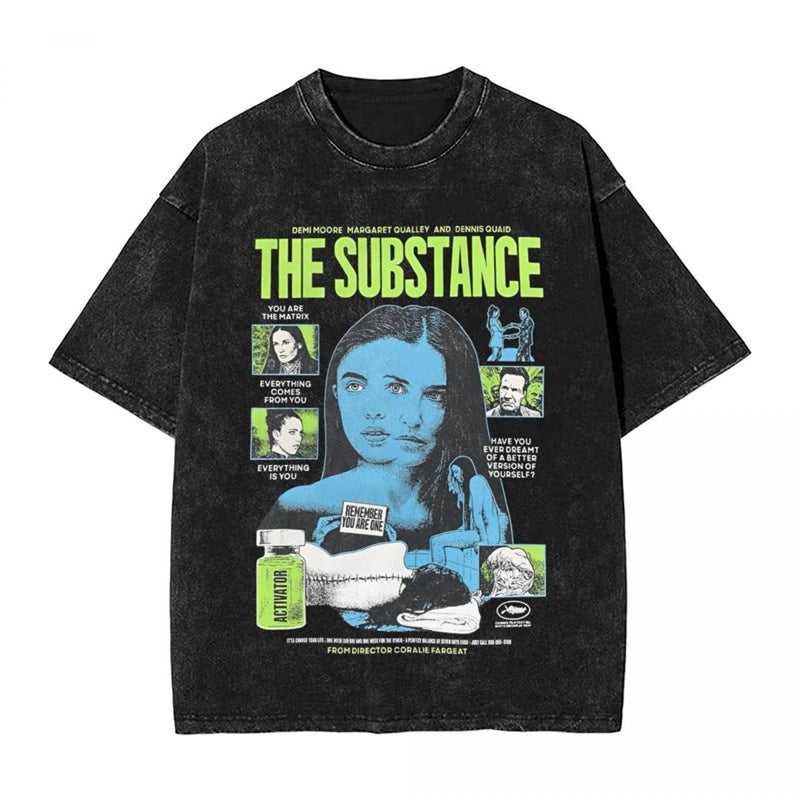 Men T Shirt The Substance Horror Movie Washed T Shirts - Image 2