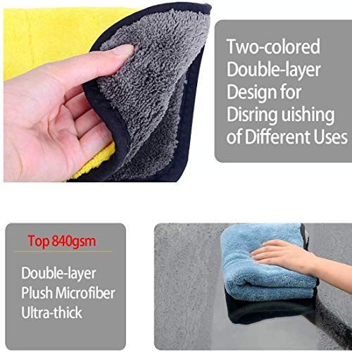 Vocado 3PCS 45cmx38cm 800GSM Super Thick Plush Microfiber Car Cleaning Cloths Car Care Microfibre Wax Polishing Detailing Towels Soft - Image 2