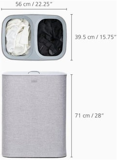 Joseph Joseph Joseph Tota Laundry Hamper Separation Basket with Lid - Grey 90-Liter  - Image 3