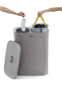 Joseph Joseph Joseph Tota Laundry Hamper Separation Basket with Lid - Grey 90-Liter  - Image 2