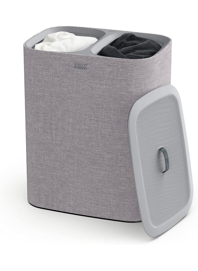 Joseph Joseph Joseph Tota Laundry Hamper Separation Basket with Lid - Grey 90-Liter  - Image 1