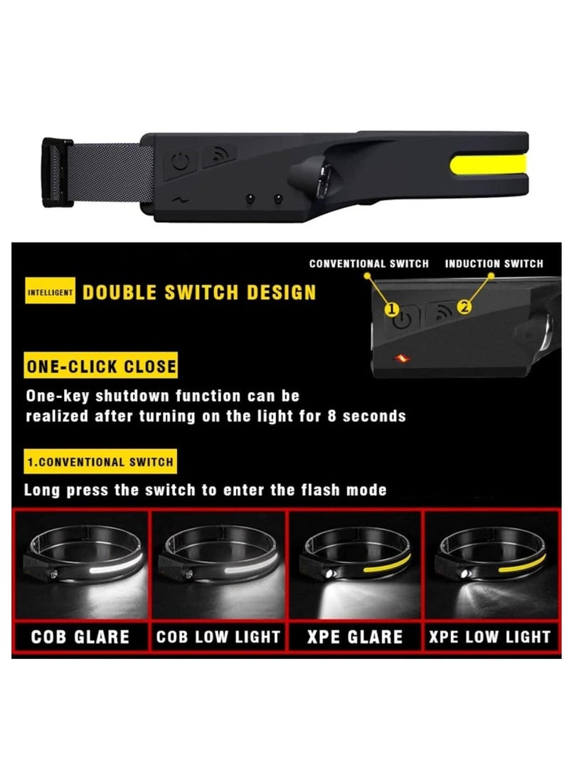 TIGER LED Headlamp Rechargeable Flashlight with 5 Modes & Motion Sensor | 350 Lumen Waterproof LED, 230° Wide Beam | Perfect for Running, Camping, Repairing & Outdoor Activities  - Image 2
