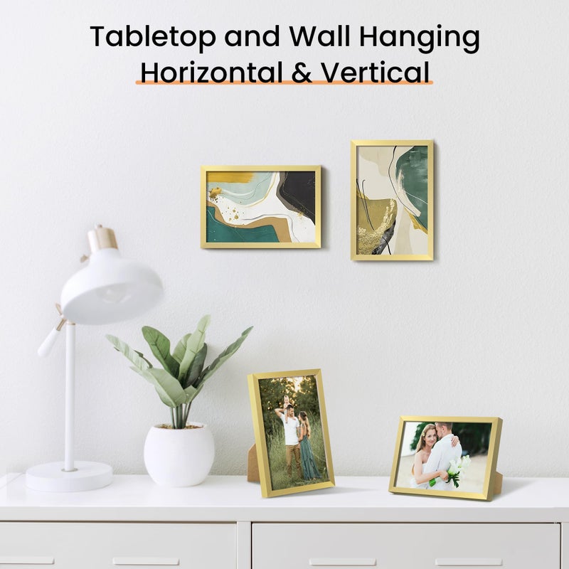 أبس سيمبلز مجموعة إطار صورة 4x6 مصنوعة من 3 مصنوعة من زجاج عالي الوضوح لمدة 4 × 6 إطارات ذهبية الجدار وعرض الطاولة إطار صورة حدودية رقيقة للمنزل د؟ - Image 5
