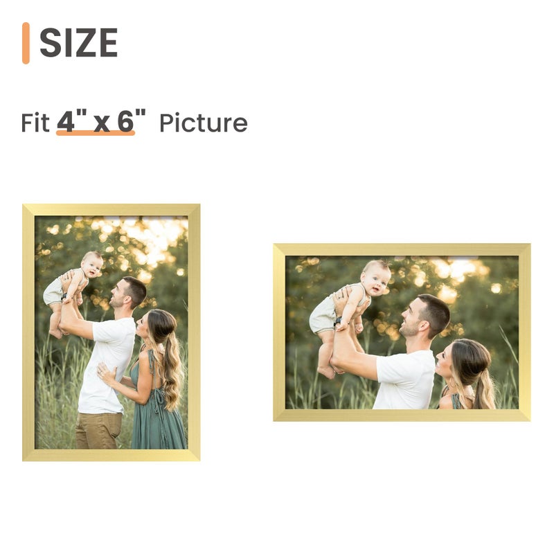 أبس سيمبلز مجموعة إطار صورة 4x6 مصنوعة من 3 مصنوعة من زجاج عالي الوضوح لمدة 4 × 6 إطارات ذهبية الجدار وعرض الطاولة إطار صورة حدودية رقيقة للمنزل د؟ - Image 4