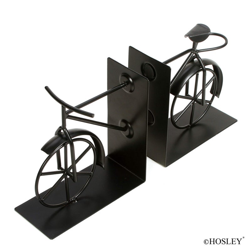 Hosley Classic Bike Bookends - 6.5" Vintage Metal Book Ends for Shelves, Heavy Duty Book Organizer for Desk, Rustic Farmhouse Book Shelf Decor, Antique Style Bookend Set, Cottagecore Home Office Decor - Image 4