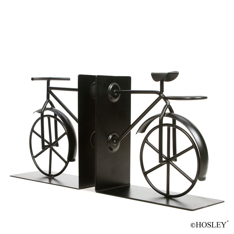 Hosley Classic Bike Bookends - 6.5" Vintage Metal Book Ends for Shelves, Heavy Duty Book Organizer for Desk, Rustic Farmhouse Book Shelf Decor, Antique Style Bookend Set, Cottagecore Home Office Decor - Image 3