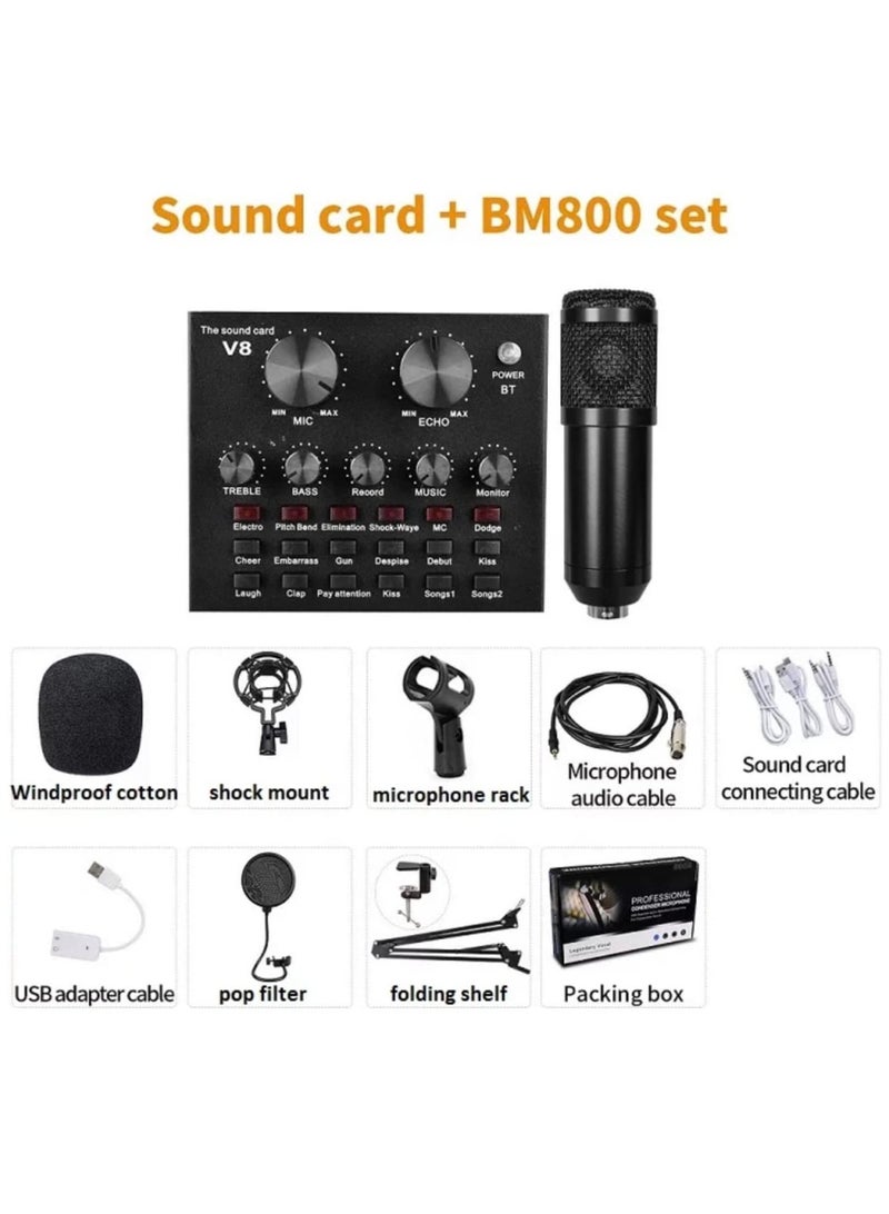 ELTRAZONE ميكروفون مكثف BM800 الاحترافي مع مجموعة بطاقة الصوت V8 للبث المباشر - Image 4