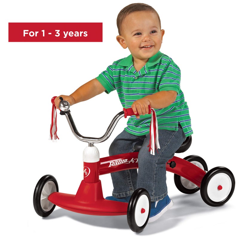 Radio Flyer راديو فلاير سكووت أباوت دراجة للأطفال من عمر 1-3 سنوات، أربع عجلات لاستقرار السكوتر وتوجيه يعمل لركوب سهل في الداخل والخارج - Image 2