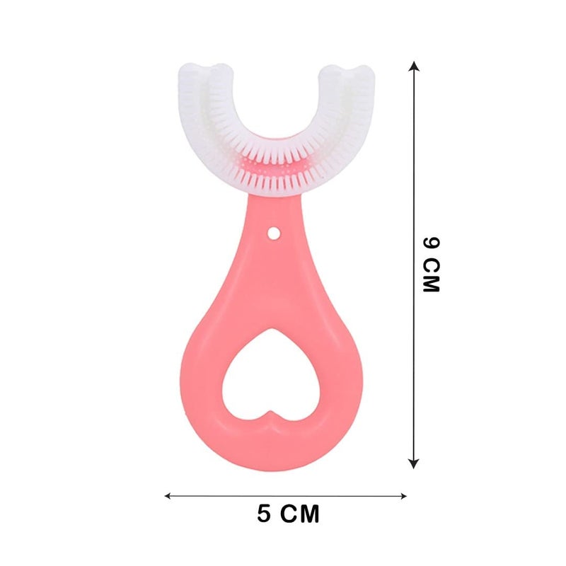 RENARSH Kids Toothbrushes Soft Silicone Children U Shape Toothbrush Whole Mouth Teeth Cleaning All Round Toothbrush for Kids Baby 2-12 Years Old (Heart Handle Toothbrush) - Image 2