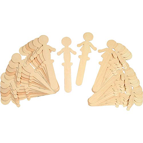 Chenille Kraft People-Shaped Wood Craft Sticks, 5-3/8", 36 Pack, Natural Wood (CKC364502) - Image 1
