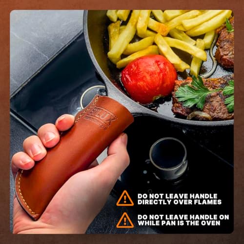 BTLUX Proudly Made in Georgia from Full Grain Leather - Leather Cast Iron Handle Cover, Set of 2 - Heat Resistant Cast Iron Handle Sleeve for Skillets - Pot Holder for Hot Frying Pans, Pots - Image 4