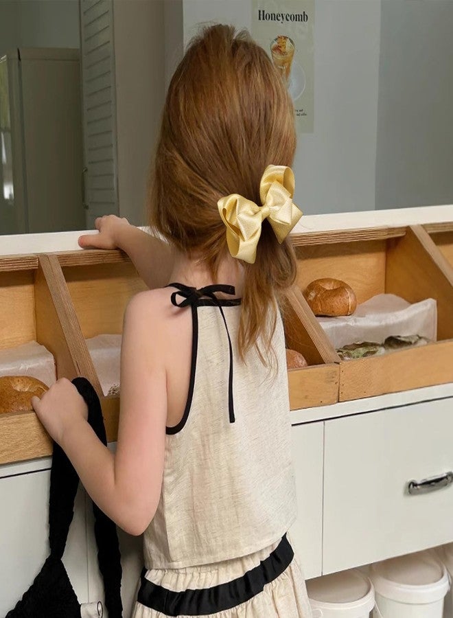 Miroksh 4" Glitter Gold Ribbon Hair Bow Clips Barrettes Big Bowknot Alligator Pins for Teen Toddler Girls Kids School Graduation Wedding Dance Party Accessories Xmas Gift in Pairs - Image 5