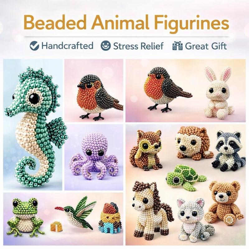 DIY Animal Beading Set for Adults and Teenagers, Cute 3D Animal Beading Craft Set, Includes Colored Beads and Instructions, Creative Handmade Jewelry Art Set - Image 5