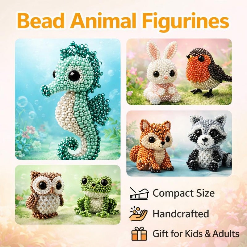 DIY Animal Beading Set for Adults and Teenagers, Cute 3D Animal Beading Craft Set, Includes Colored Beads and Instructions, Creative Handmade Jewelry Art Set - Image 3