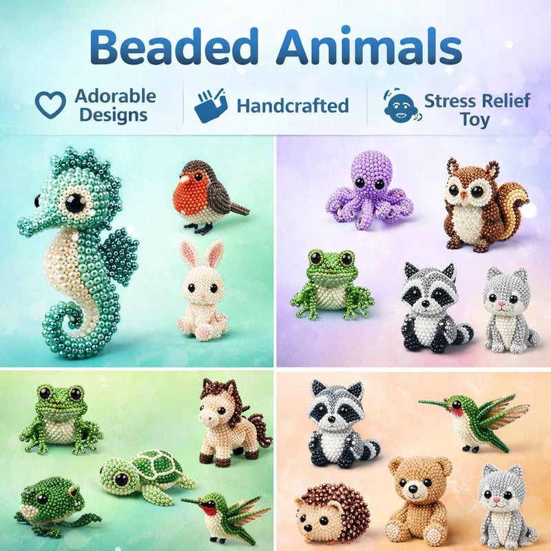 DIY Animal Beading Set for Adults and Teenagers, Cute 3D Animal Beading Craft Set, Includes Colored Beads and Instructions, Creative Handmade Jewelry Art Set - Image 4
