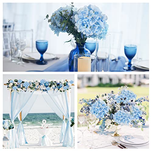 JPSOR 40pcs Artificial Hydrangea Silk Flower Heads with Stems, Fake Flowers for Wedding Centerpiece Home Garden Party Decoration (Blue) - Image 5