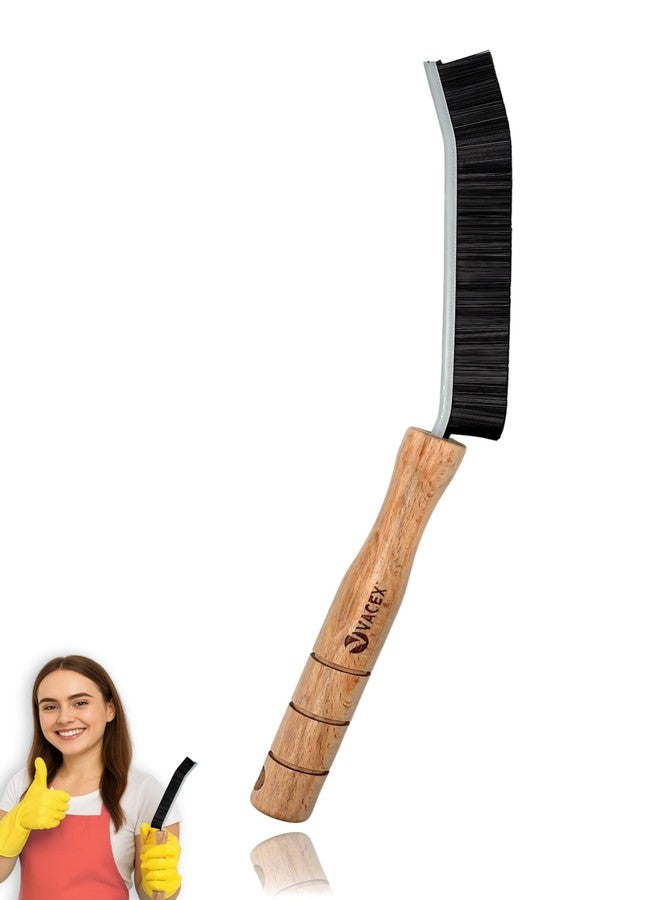 VACEXT 2025 Hard Bristle Crevice Cleaning Brush with Long Wooden Handle - Multifunctional Gap Scrub Brush, Home Essentials, Bathroom Cleaner Tools for Household Use, Kitchen, Window, Faucets, Toilet, Grout - Image 1