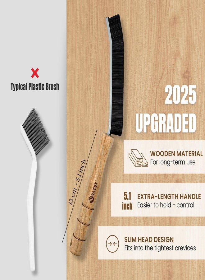 VACEXT 2025 Hard Bristle Crevice Cleaning Brush with Long Wooden Handle - Multifunctional Gap Scrub Brush, Home Essentials, Bathroom Cleaner Tools for Household Use, Kitchen, Window, Faucets, Toilet, Grout - Image 2