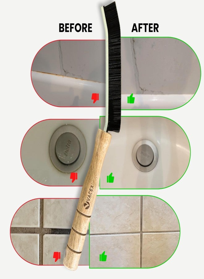 VACEXT 2025 Hard Bristle Crevice Cleaning Brush with Long Wooden Handle - Multifunctional Gap Scrub Brush, Home Essentials, Bathroom Cleaner Tools for Household Use, Kitchen, Window, Faucets, Toilet, Grout - Image 4